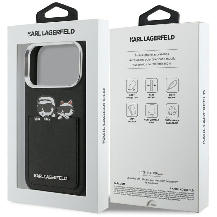 Кейс Karl Lagerfeld с щампа Karl & Choupette за iPhone 17 Pro Max - черен