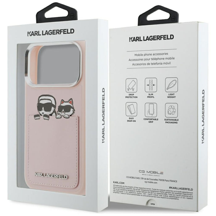 Кейс Karl Lagerfeld с щампа Karl & Choupette за iPhone 17 Pro - розов