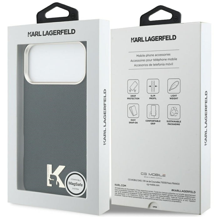 Кейс Karl Lagerfeld с лого на Karl Head за iPhone 17 Pro Max - черен