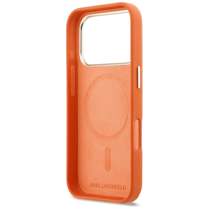Кейс Karl Lagerfeld Karl Head Logo MagSafe за iPhone 17 Pro - оранжев