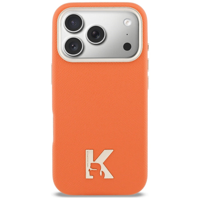 Кейс Karl Lagerfeld Karl Head Logo MagSafe за iPhone 17 Pro - оранжев