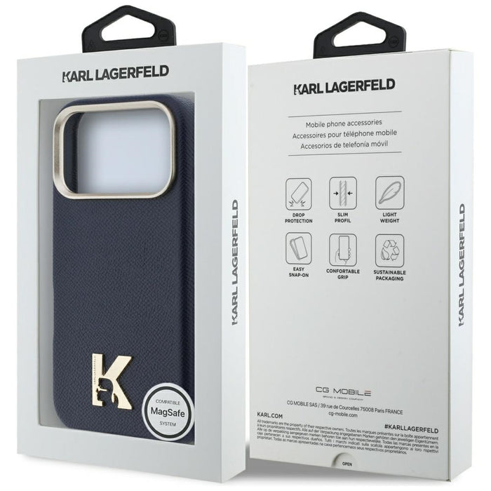 Кейс Karl Lagerfeld Karl Head Logo MagSafe за iPhone 17 Pro Max - син