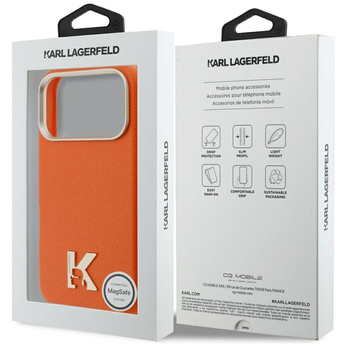 Кейс Karl Lagerfeld Karl Head Logo MagSafe за iPhone 17 Pro Max - оранжев