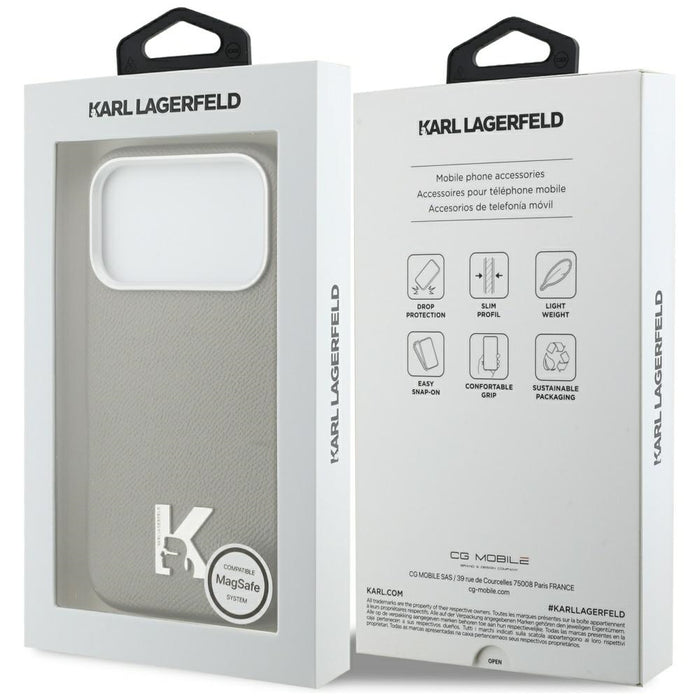 Кейс Karl Lagerfeld с лого на Karl Head за iPhone 17 Pro - сив