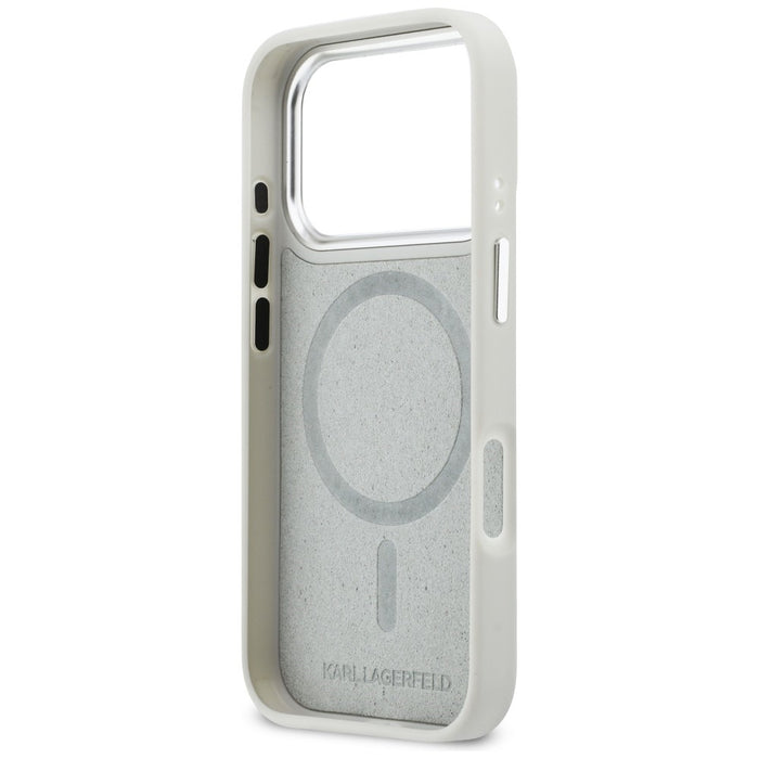 Кейс Karl Lagerfeld Croco KL Script Logo MagSafe за iPhone 17 Pro - сребрист