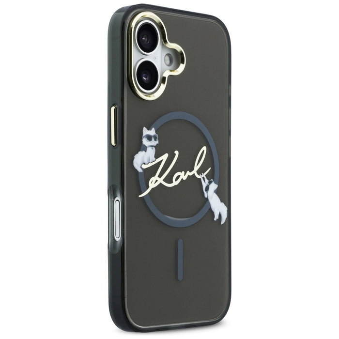 Кейс Karl Lagerfeld IML Choupettes с лого на Karl Script и MagSafe за iPhone 17 - черен