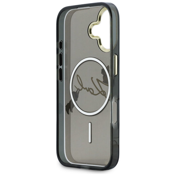 Кейс Karl Lagerfeld IML Choupettes с лого на Karl Script и MagSafe за iPhone 17 - черен