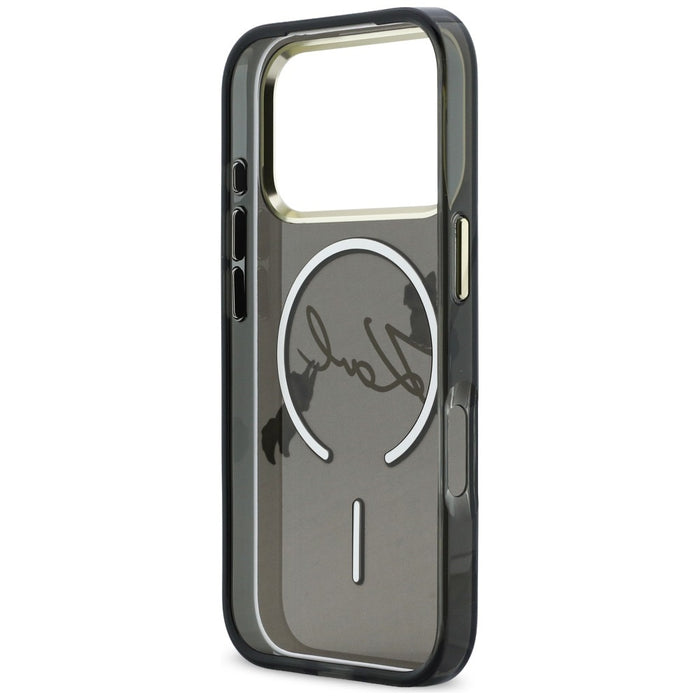 Кейс Karl Lagerfeld IML Choupettes с лого на Karl Script и MagSafe за iPhone 17 Pro - черен
