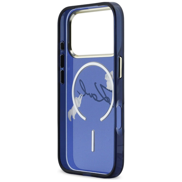 Кейс Karl Lagerfeld IML Choupettes с лого на Karl Script за iPhone 17 Pro Max - син