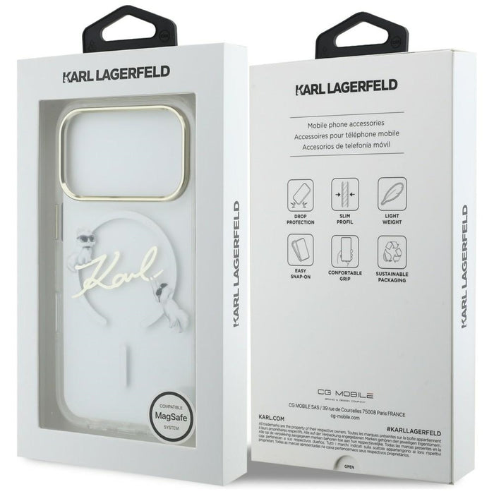 Кейс Karl Lagerfeld IML Choupettes с лого на Karl Script за iPhone 17 Pro Max - прозрачен