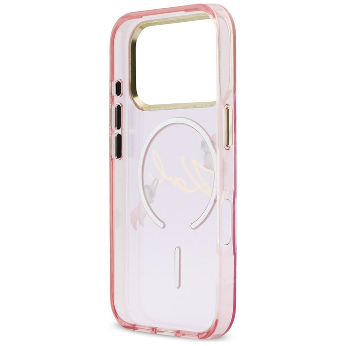 Кейс Karl Lagerfeld IML Choupettes с лого на Karl Script за iPhone 17 Pro Max - розов