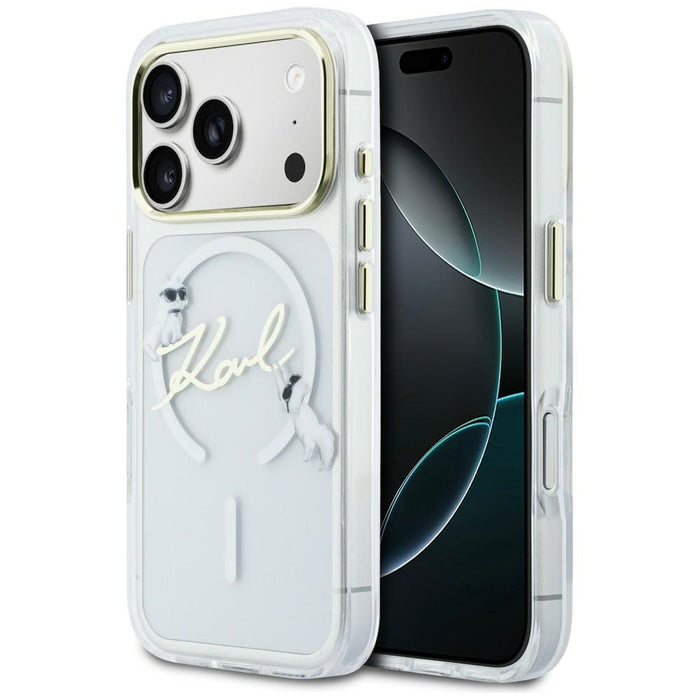 Кейс Karl Lagerfeld IML Choupettes с лого на Karl Script за iPhone 17 Pro - прозрачен