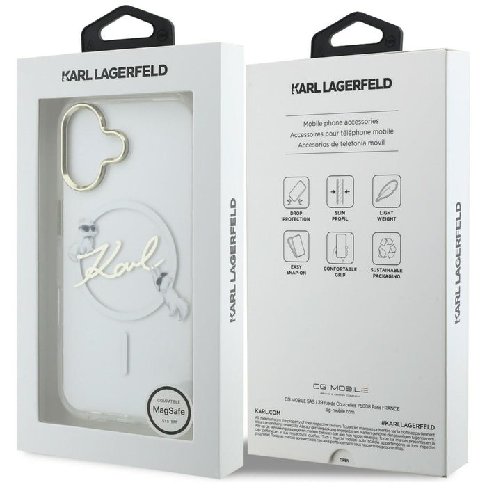 Кейс Karl Lagerfeld IML Choupettes с лого на Karl Script и MagSafe за iPhone 17 - прозрачен