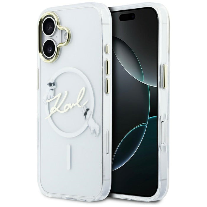 Кейс Karl Lagerfeld IML Choupettes с лого на Karl Script и MagSafe за iPhone 17 - прозрачен