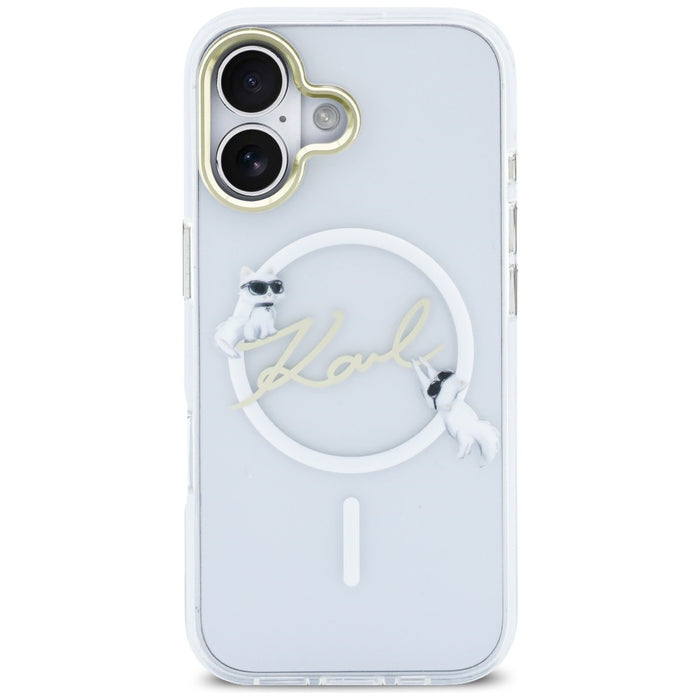 Кейс Karl Lagerfeld IML Choupettes с лого на Karl Script и MagSafe за iPhone 17 - прозрачен