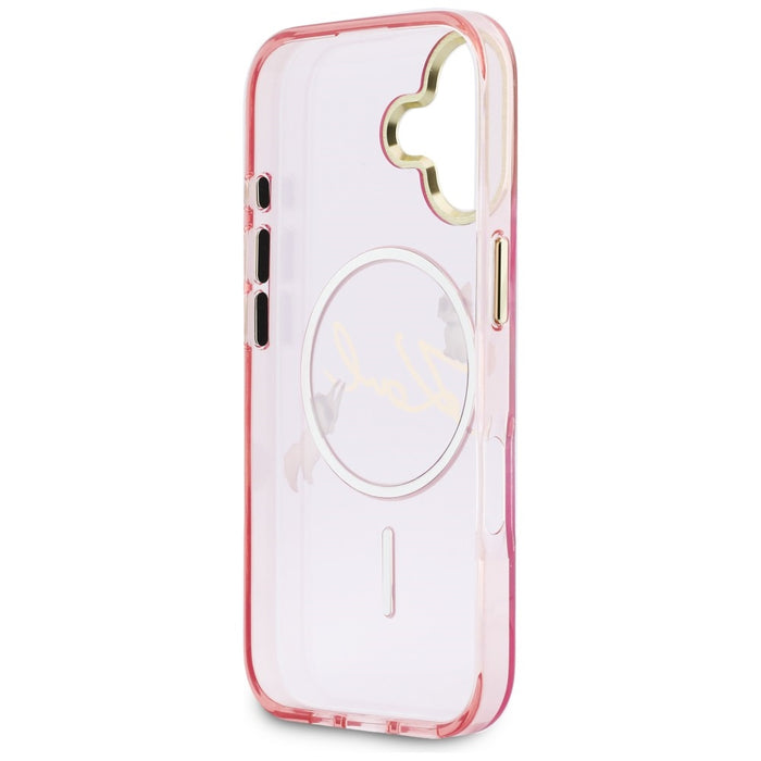 Кейс Karl Lagerfeld IML Choupettes с лого на Karl Script и MagSafe за iPhone 17 - розов