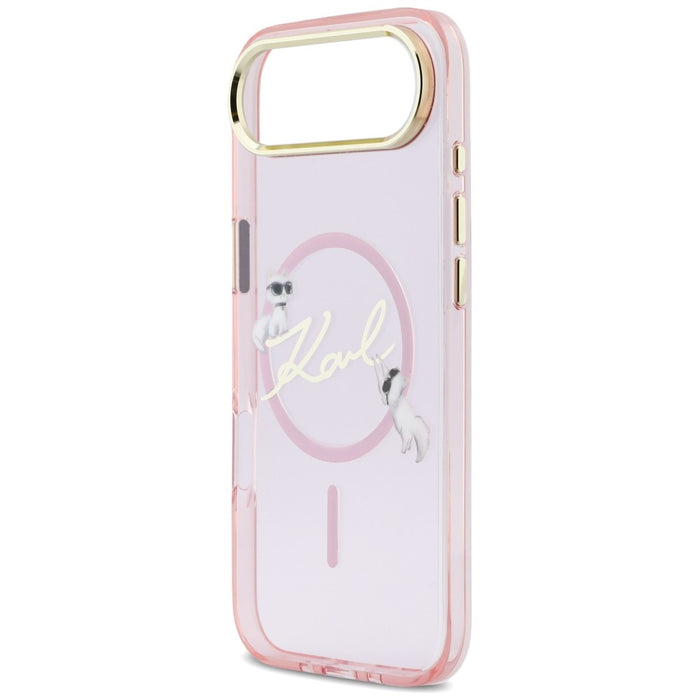 Кейс за iPhone Air с лого на Karl Lagerfeld IML Choupettes и MagSafe с надпис Karl - розов