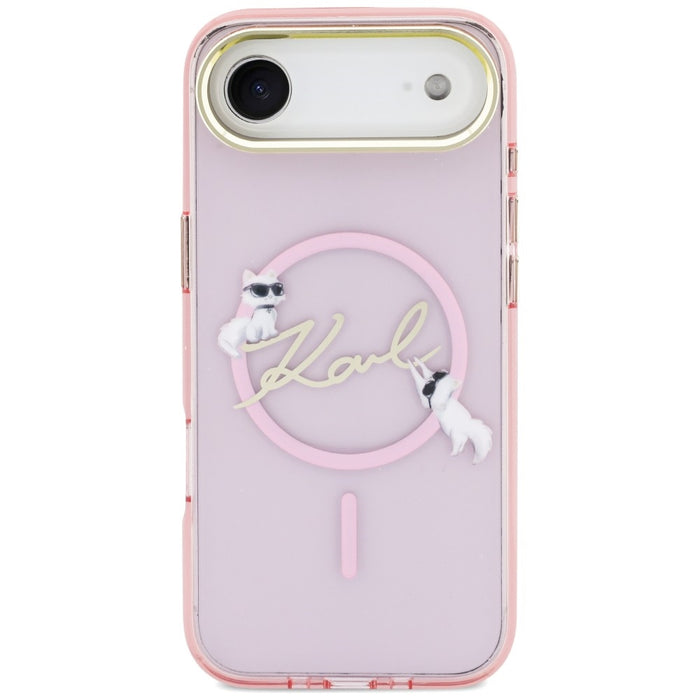 Кейс за iPhone Air с лого на Karl Lagerfeld IML Choupettes и MagSafe с надпис Karl - розов