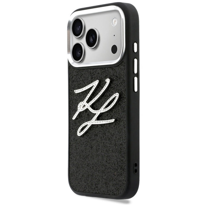 Кейс с лого на Karl Lagerfeld IML Glitter KL Diamond за iPhone 17 Pro - черен