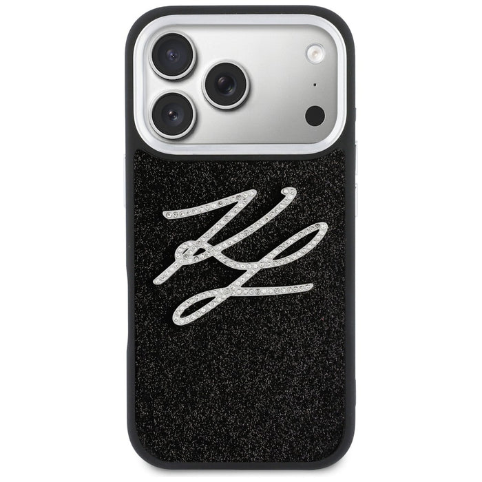 Кейс с лого на Karl Lagerfeld IML Glitter KL Diamond за iPhone 17 Pro - черен