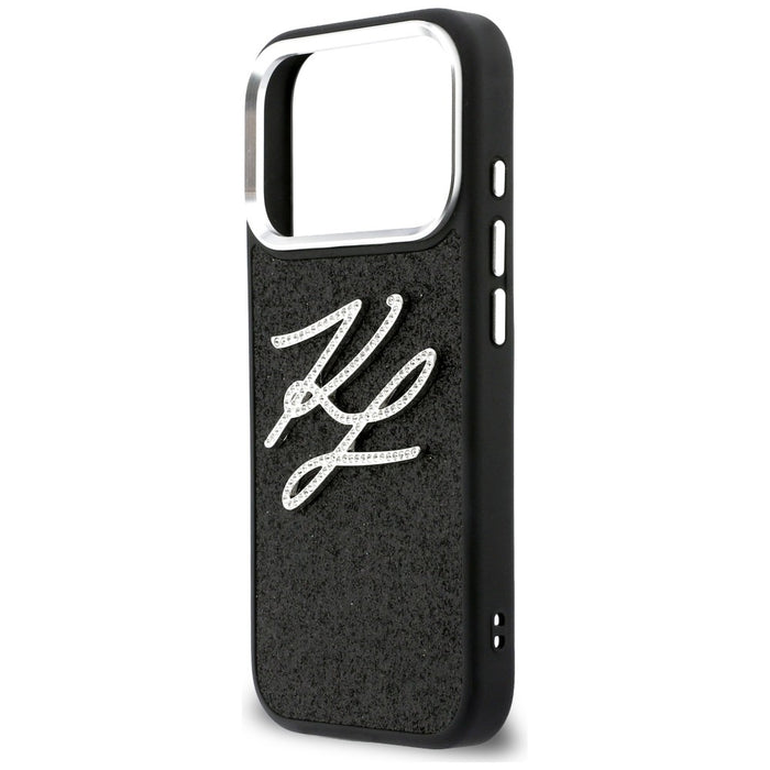 Кейс с лого на Karl Lagerfeld IML Glitter KL Diamond за iPhone 17 Pro - черен