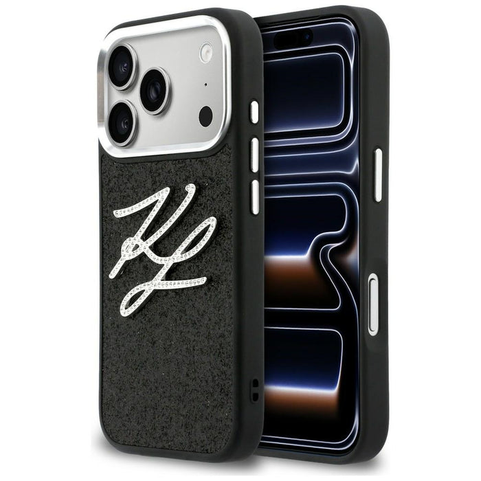 Кейс с лого на Karl Lagerfeld IML Glitter KL Diamond за iPhone 17 Pro - черен