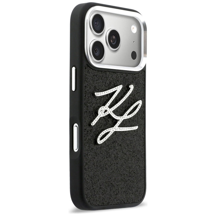 Кейс с лого на Karl Lagerfeld IML Glitter KL Diamond за iPhone 17 Pro - черен