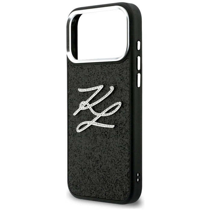 Кейс с лого на Karl Lagerfeld IML Glitter KL Diamond за iPhone 17 Pro Max - черен