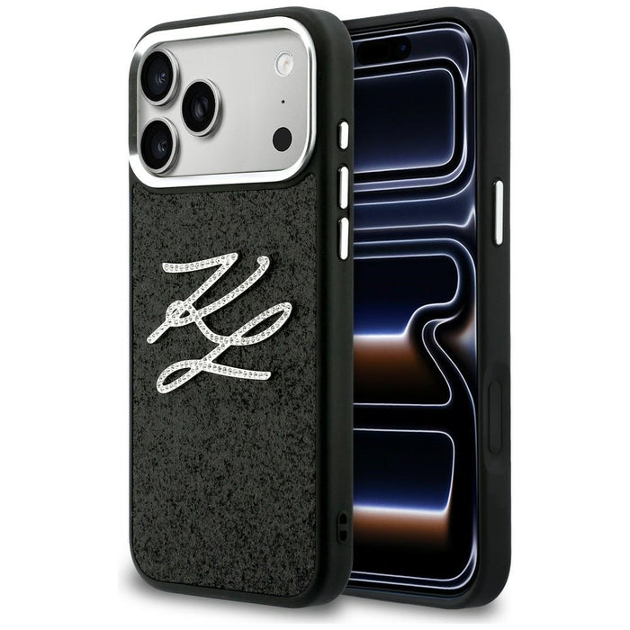 Кейс с лого на Karl Lagerfeld IML Glitter KL Diamond за iPhone 17 Pro Max - черен