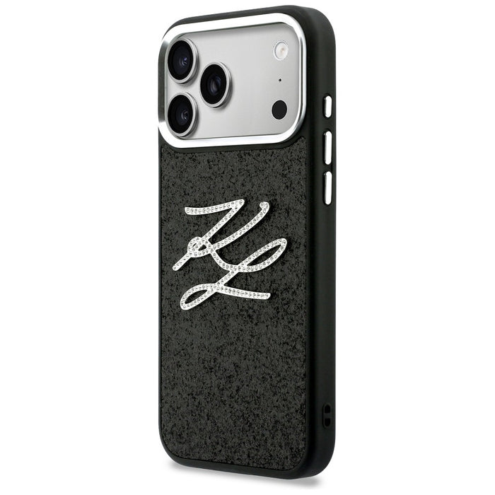 Кейс с лого на Karl Lagerfeld IML Glitter KL Diamond за iPhone 17 Pro Max - черен