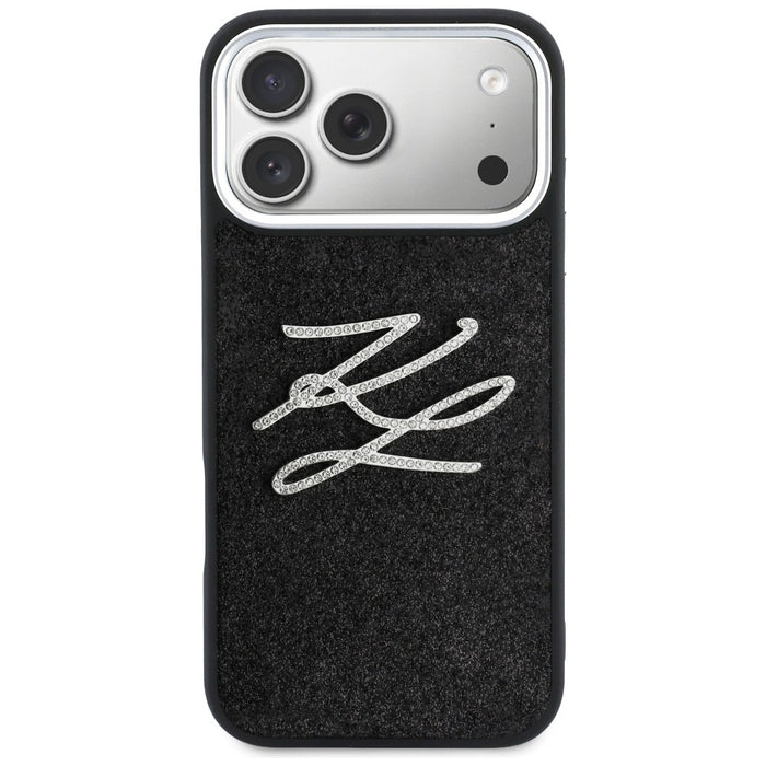 Кейс с лого на Karl Lagerfeld IML Glitter KL Diamond за iPhone 17 Pro Max - черен