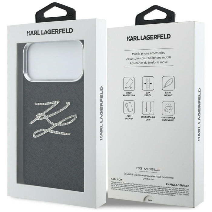 Кейс с лого на Karl Lagerfeld IML Glitter KL Diamond за iPhone 17 Pro Max - черен