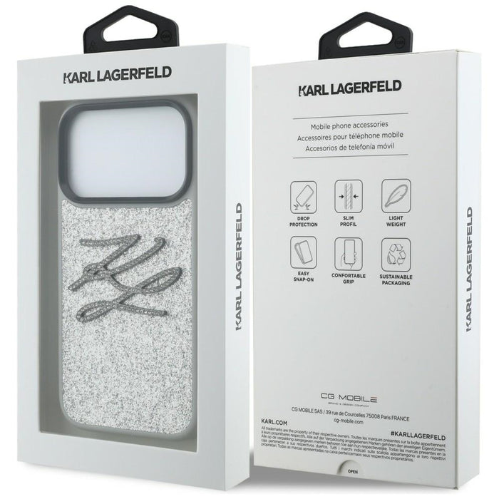 Кейс Karl Lagerfeld IML Glitter KL Diamond Logo за iPhone 17 Pro - сребрист