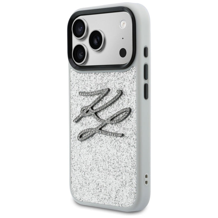 Кейс Karl Lagerfeld IML Glitter KL Diamond Logo за iPhone 17 Pro - сребрист