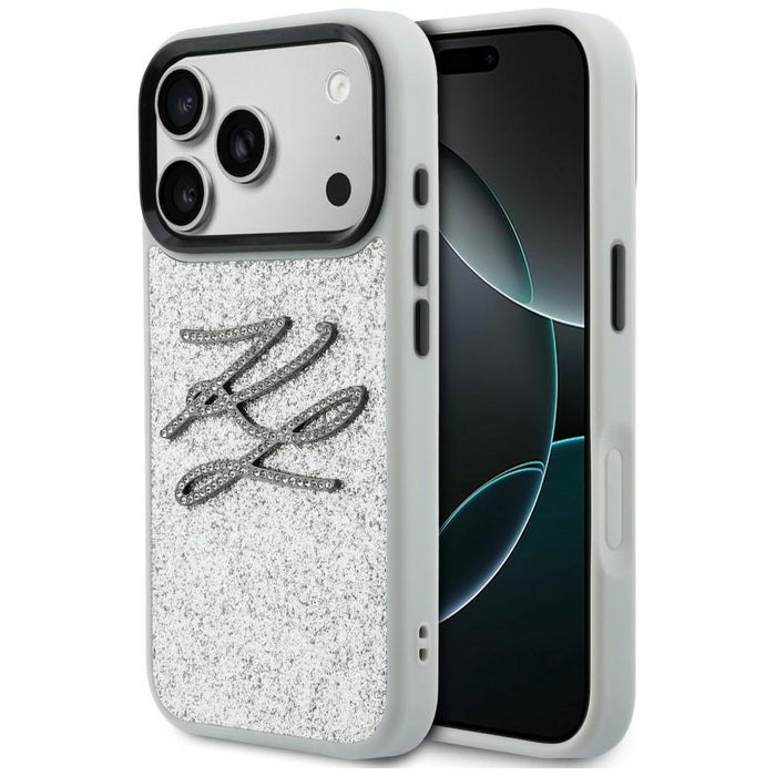 Кейс Karl Lagerfeld IML Glitter KL Diamond Logo за iPhone 17 Pro - сребрист