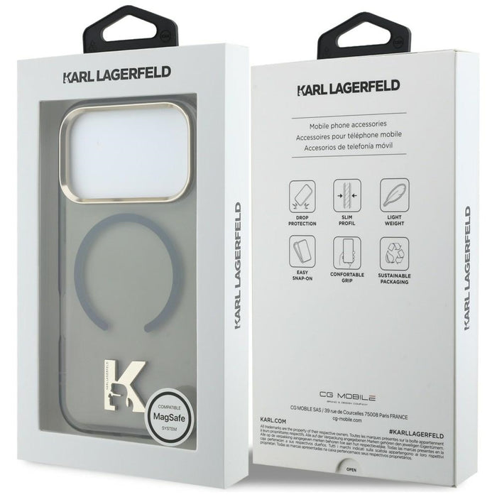 Кейс Karl Lagerfeld IML K Head Logo MagSafe за iPhone 17 Pro - черен