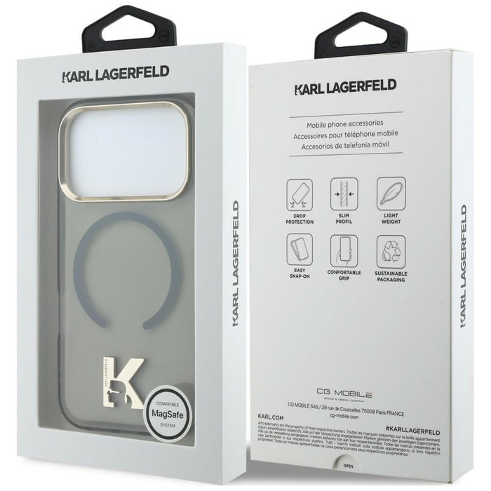 Кейс Karl Lagerfeld IML K Head Logo MagSafe за iPhone 17 Pro Max - черен
