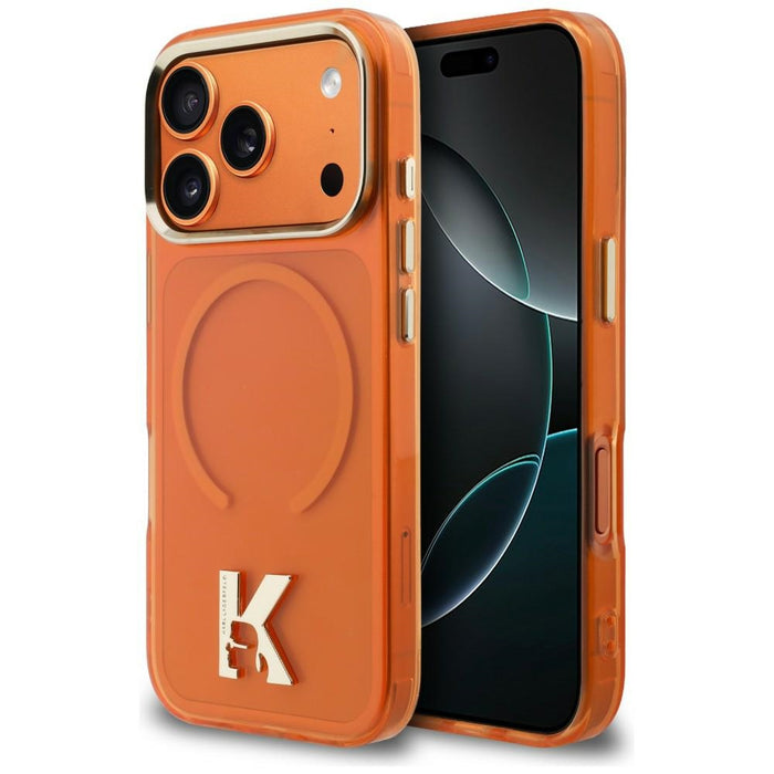 Кейс Karl Lagerfeld IML K Head Logo MagSafe за iPhone 17 Pro Max - оранжев