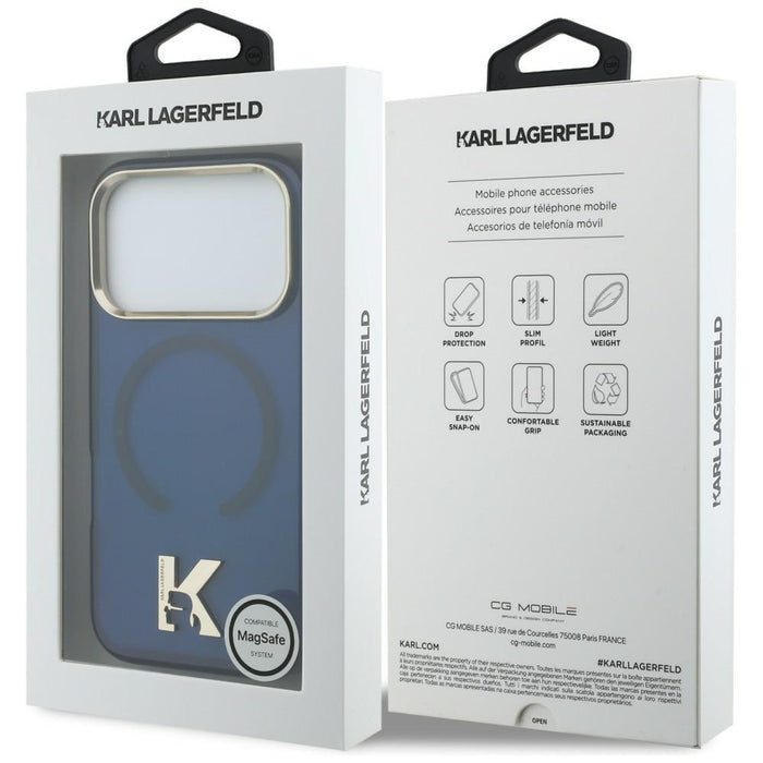 Кейс Karl Lagerfeld IML K Head Logo MagSafe за iPhone 17 Pro - син
