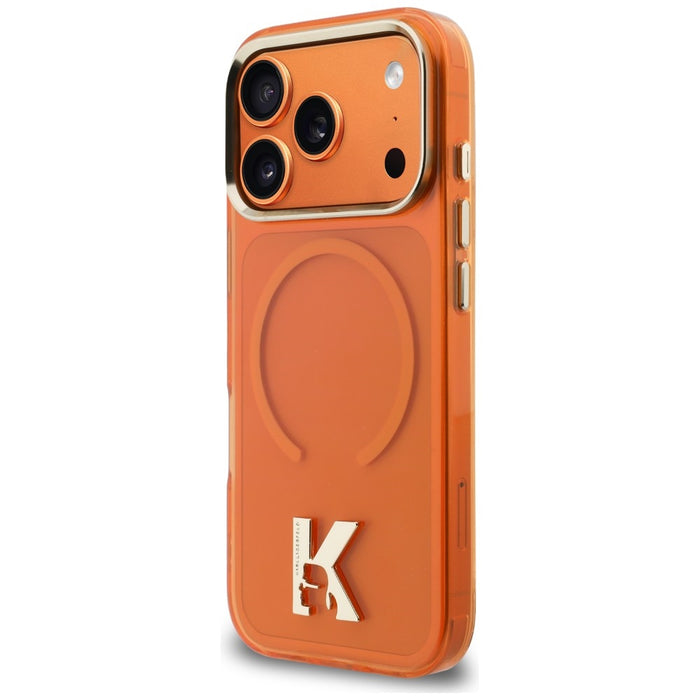 Кейс Karl Lagerfeld IML K Head Logo MagSafe за iPhone 17 Pro - оранжев
