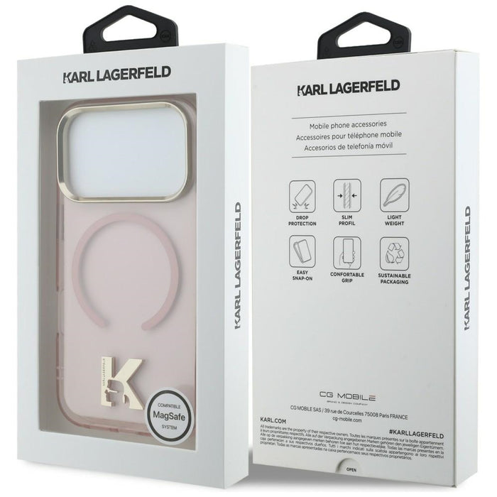 Кейс Karl Lagerfeld IML K Head Logo MagSafe за iPhone 17 Pro - розов