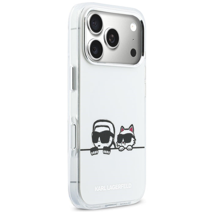 Кейс Karl Lagerfeld IML Karl & Choupette Peekaboo Logo MagSafe за iPhone 17 Pro - бял
