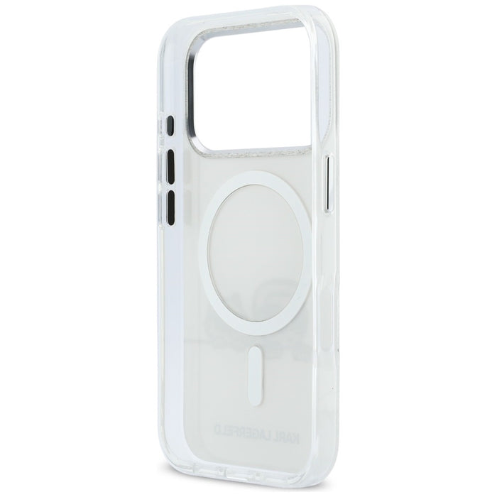 Кейс Karl Lagerfeld IML Karl & Choupette Peekaboo Logo MagSafe за iPhone 17 Pro - бял