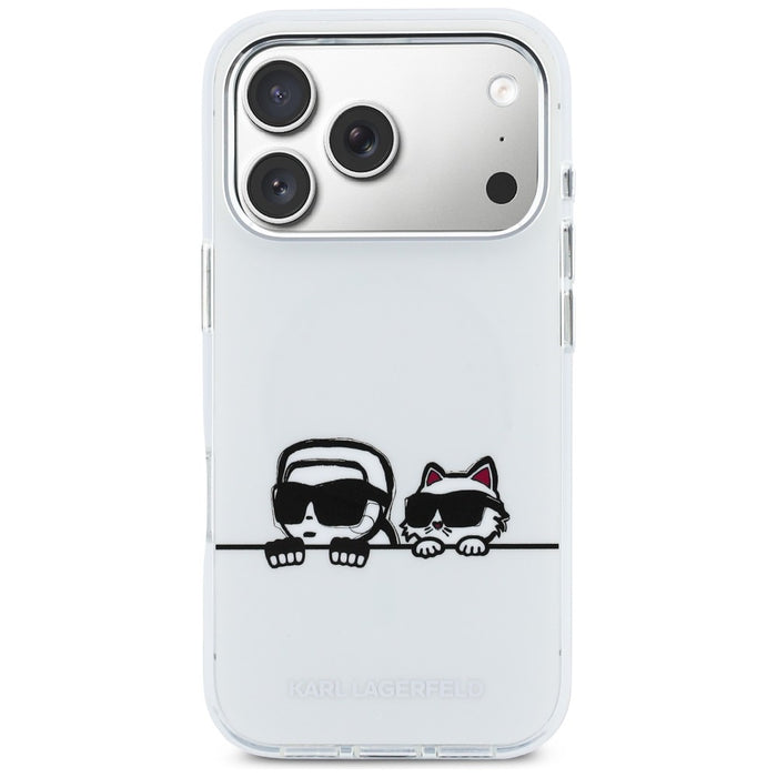 Кейс Karl Lagerfeld IML Karl & Choupette Peekaboo Logo MagSafe за iPhone 17 Pro - бял