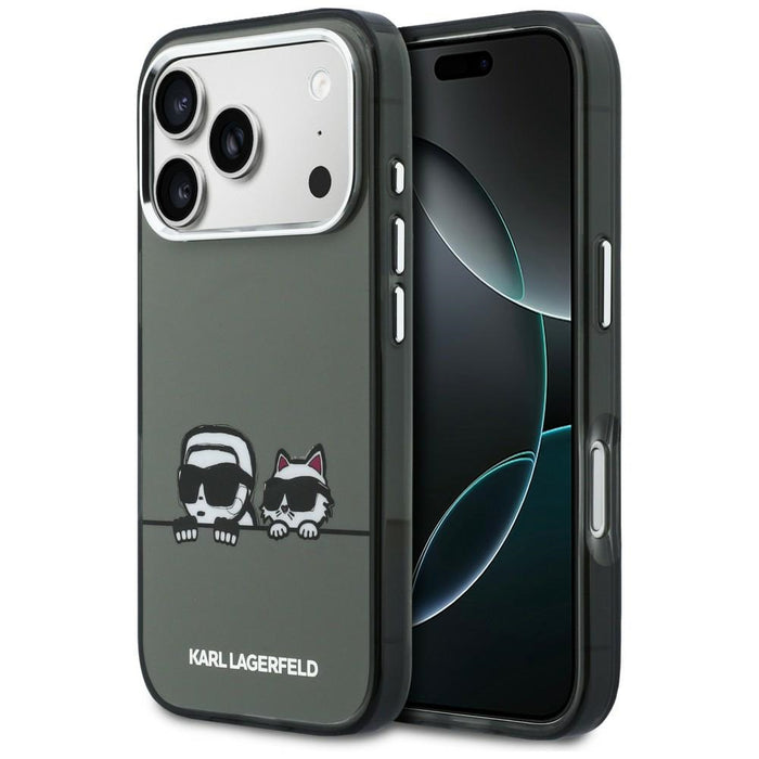 Кейс Karl Lagerfeld IML Karl & Choupette Peekaboo Logo MagSafe за iPhone 17 Pro - черен