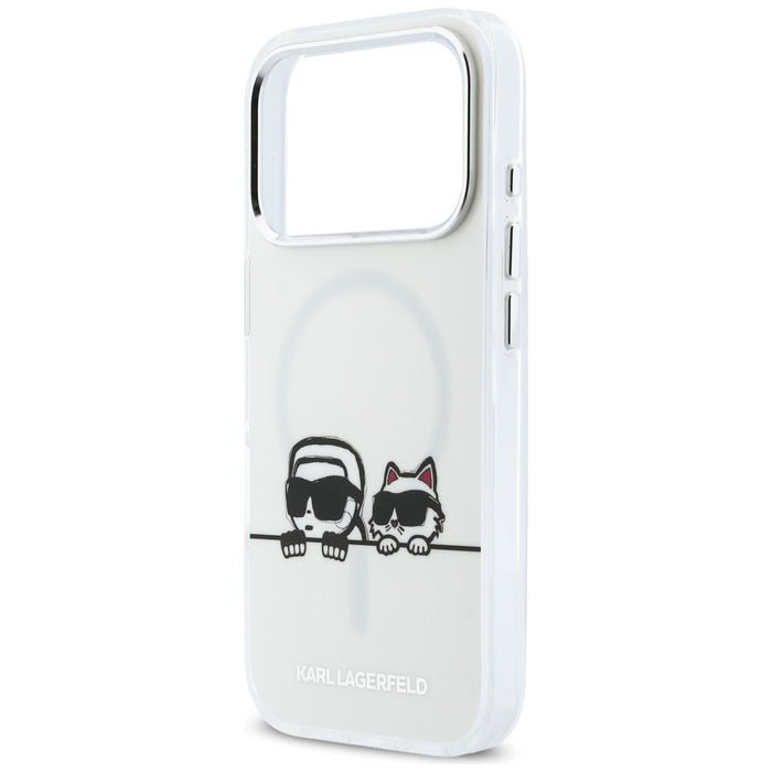 Кейс Karl Lagerfeld IML Karl & Choupette Peekaboo Logo MagSafe за iPhone 17 Pro Max - бял