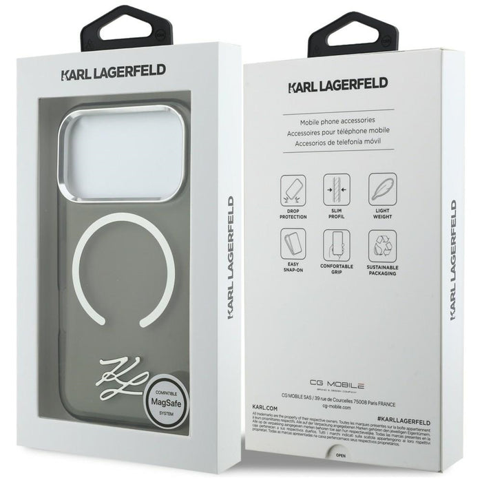Кейс Karl Lagerfeld IML KL Script Logo MagSafe за iPhone 17 Pro - черен