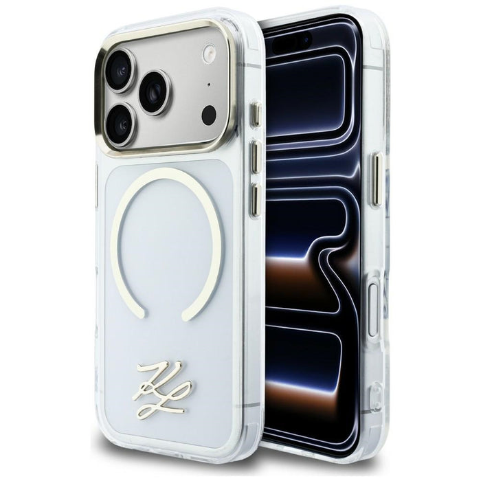 Кейс Karl Lagerfeld IML KL Script Logo MagSafe за iPhone 17 Pro - прозрачен