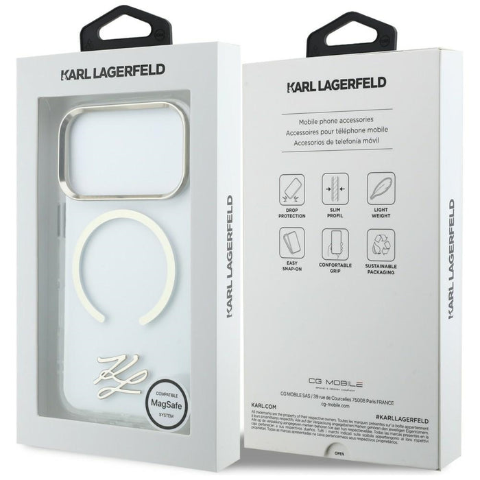 Кейс Karl Lagerfeld IML KL Script Logo MagSafe за iPhone 17 Pro - прозрачен
