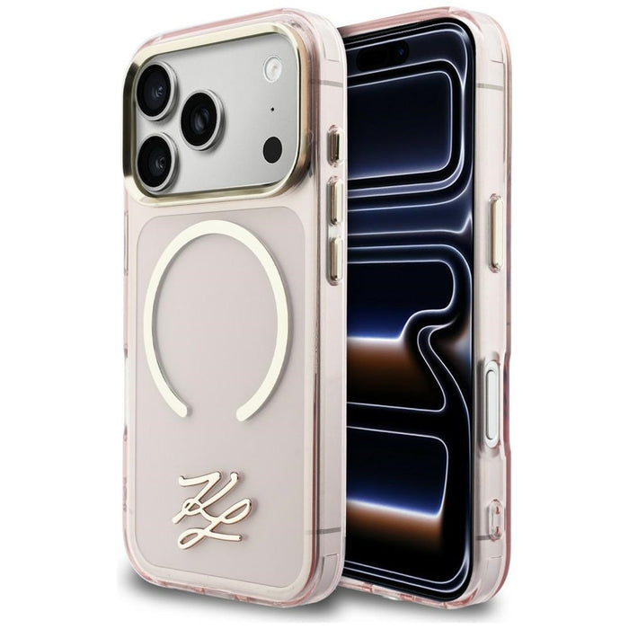 Кейс Karl Lagerfeld IML KL Script Logo MagSafe за iPhone 17 Pro - розов